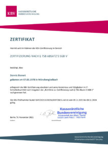 Grafik KBV Zertifizierung IT-Sicherheitsumfeld nach Richtlinie &sect; 75B Absatz 5 SGB V